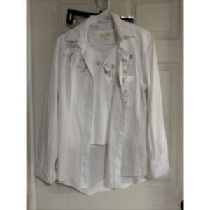 Tia Designs, Button Down And Tank Embellish Silver Santa Medium